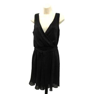 Banana Republic Dress Size 6 Black Sparkly Plunging V-Neck Fit and Flare Party
